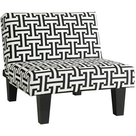 Kebo Chair, Black and White Geometric Pattern with Dark Leg