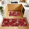 thumbnail image 2 of WMQPNNS Valentines Kitchen Mats for Floor of 2 Black Red Heart Print Holiday Valentine's Kitchen Rugs Non Washable Absorbent Anniversary Wedding Kitchen Runner Rugs, 2 of 4