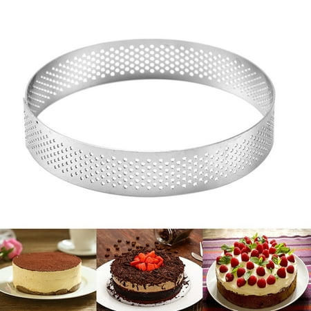 EWAVINC Round Perforated Stainless French Style Mousse Cake Ring Kitchen Baking Tool 2.36 in/2.76 in/3.15 in/3.94