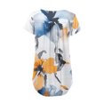 thumbnail image 3 of Mujeres de Verano Tops de Manga Corta Impresa Casual Cuello Redondo Plisado Superior 95% Poliéster 5% Spandex, Blusa de Moda para Todas las Estaciones, 3 of 6