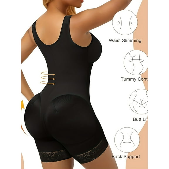 YIANAN Fajas Colombianas Postpartum & Post-Surgery Shaper High Compression Full Body Tummy Control Bodysuit, Beige