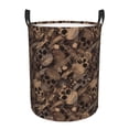 thumbnail image 1 of Balery Brown Camouflage Skull Cesta de ropa redonda con asas, impermeable, independiente, para ropa, juguetes, dormitorio y familia-Medium, 1 of 6