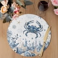thumbnail image 3 of Blue Crab Coastal Round 15 Inch Placemats Set of 4, Beach Starfish Nautical Coral Shell HeatResistant Non Slip Place Mats for Dining Table, Wipeable Braided Kitchen Table Mats for Housewarming, 3 of 9