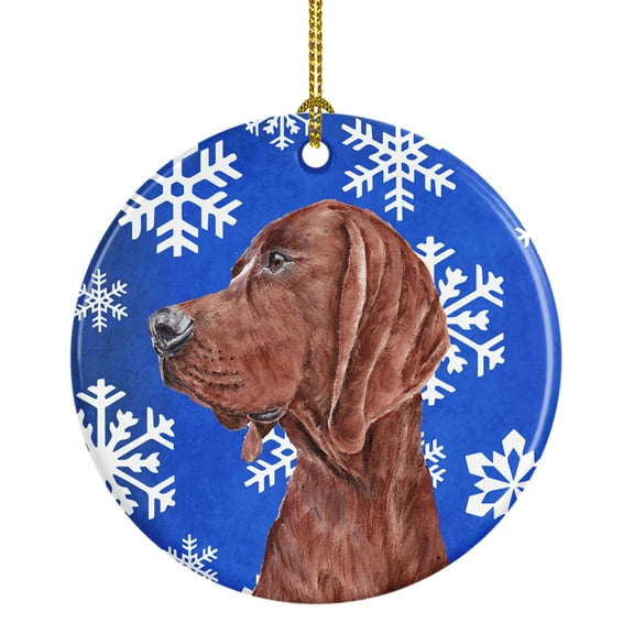 Redbone Coonhound Winter Snowflakes Ceramic Ornament