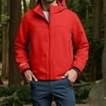 thumbnail image 2 of Mens Jacket Casual Lightweight Varsity Jackets Full Zip Coats Lightweight Shirt Jacket Long Sleeve Shacket Casual Fall Work Stylish Jackets with Pockets (Red,3XL), 2 of 9