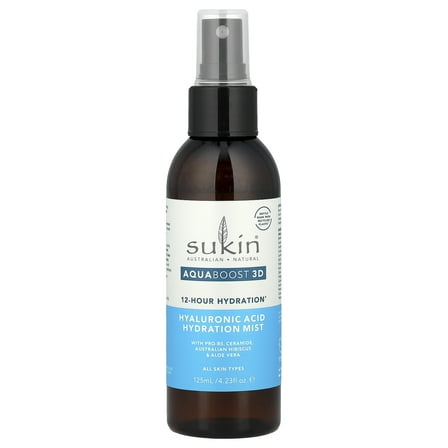 Sukin AquaBoost 3D, Hyaluronic Acid Hydration Mist, All Skin Types, 4.23 fl oz (125 ml)