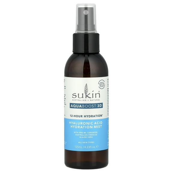 Sukin AquaBoost 3D, Hyaluronic Acid Hydration Mist, All Skin Types, 4.23 fl oz (125 ml)