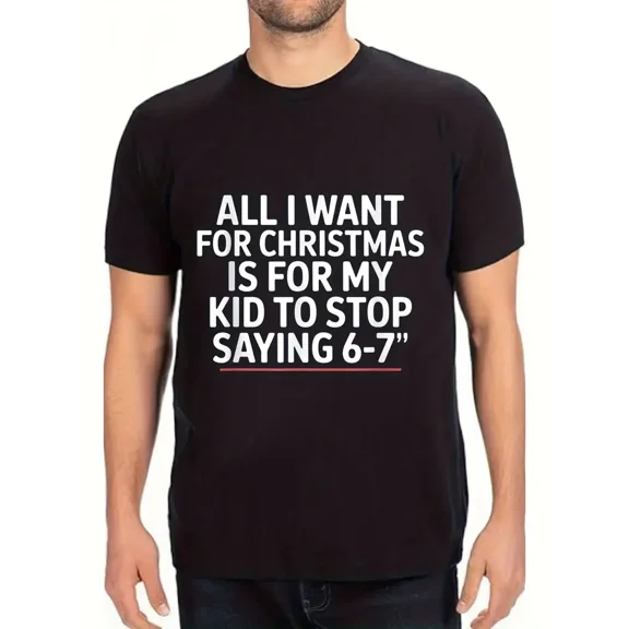 Funny 67 Number Humor T-Shirt for - Parent 67 Shirts with Funny 6-7 Print, Casual Round Neck Short Sleeve Tee for Dad & Mom Gifts, 67ers Group Humor Apparel