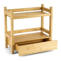 Sorbus 2-Tier Bamboo Shelf with Hidden Drawer - Bathroom Storage