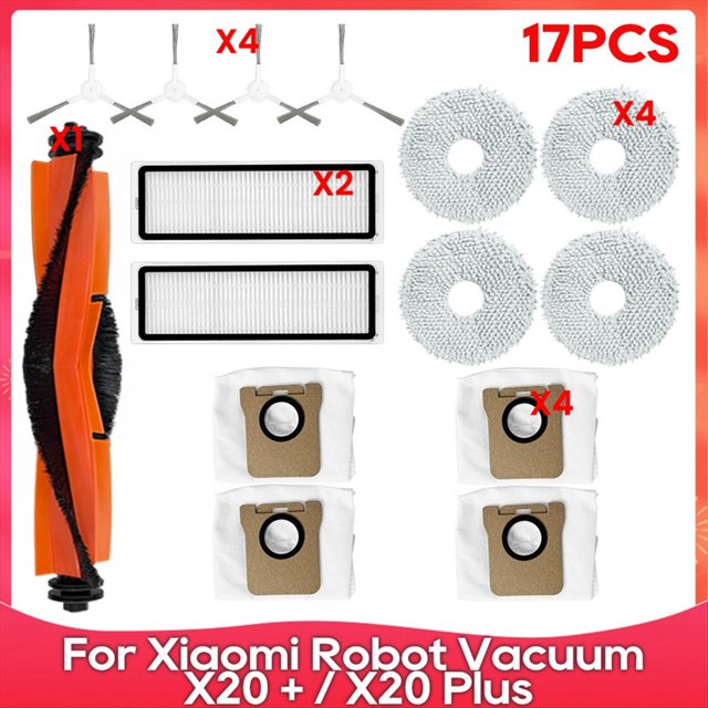 Para Robot Vacuum X20 + / X20 Plus Cepillo Lateral Principal Filtro HEPA Paño de Fregona Bolsa para Polvo Accesorios