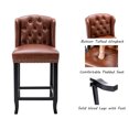 thumbnail image 4 of Guyou Modern Tufted Bar Stool Set of 2, 26" Counter Height Bar Stool with Back and Nailhead Trim, PU Upholstered Solid Wood Kitchen Island Chair Barstools for Bar Restaurant Cafe Dining Room, Brown, 4 of 6