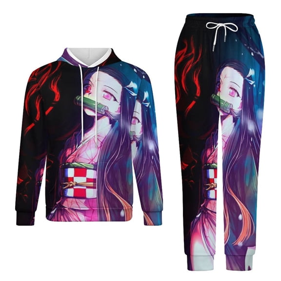 Demon Slayer Unisex Adult Sweatsuits Hoodie & Sweatpants Long Sleeve Hooded Sweatshirt Matching Joggers Tracksuit Sets 2XS