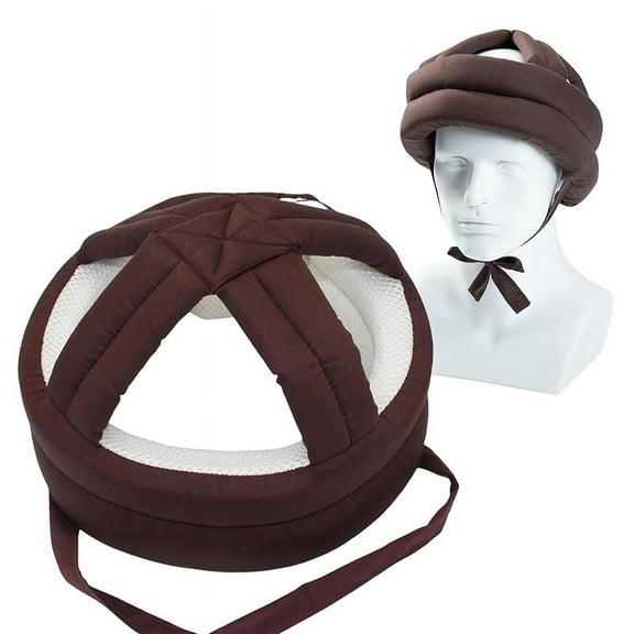 Elderly Protective Helmet, Safety Helmet Adjustable Breathable Seniors Fall Prevention Heads Protection Cap Coffee Color