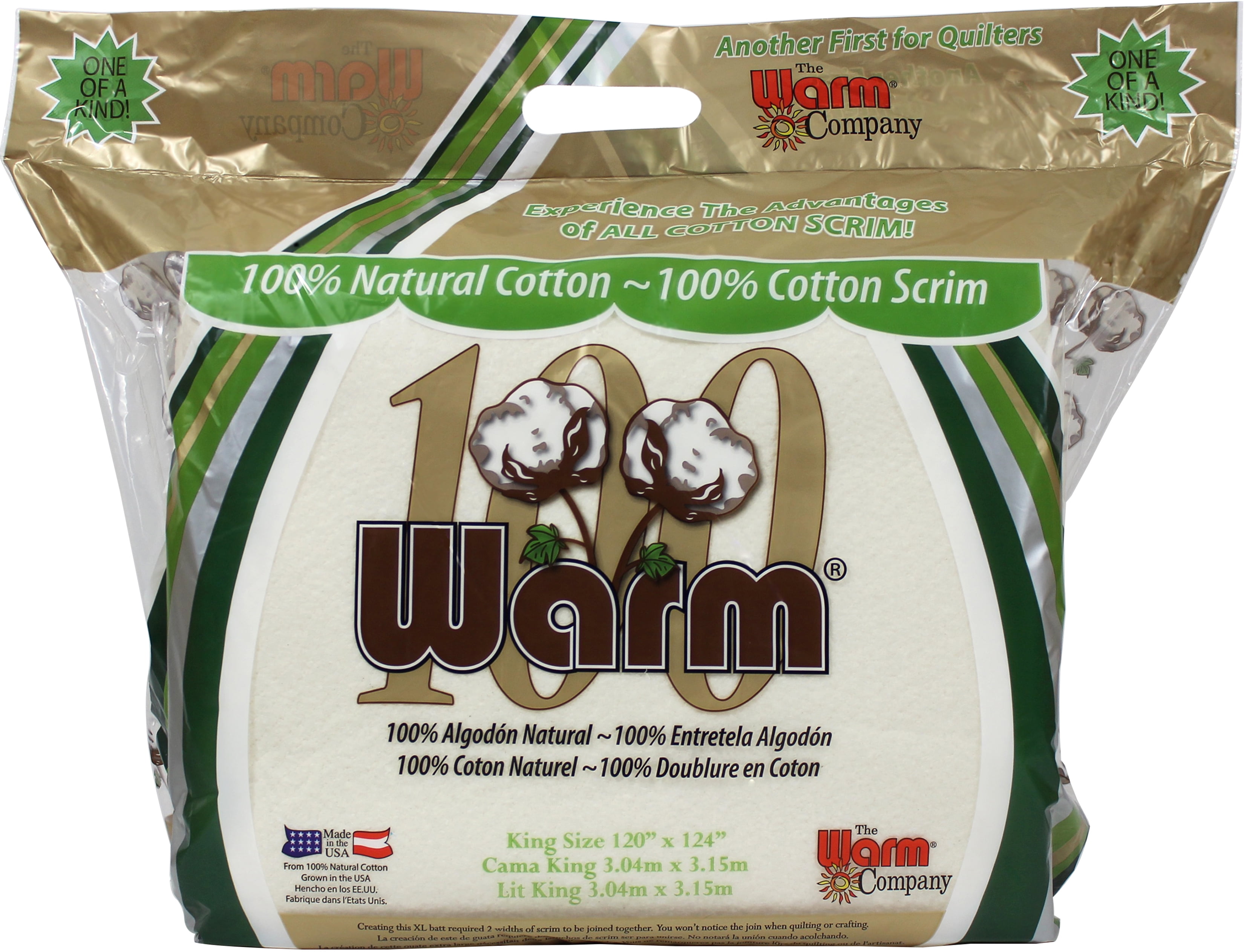 Warm Company Warm 100 Cotton BattingKing Size 120"X124"