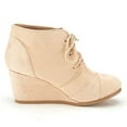 thumbnail image 2 of Dream Pairs Women's Casual Fashion Outdoor Lace Up Low Wedge Heel Booties Shoes TOMSON BEIGE Size 12, 2 of 3