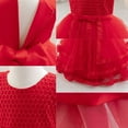 thumbnail image 6 of SERTG Little Girls' Party Dress Sheer Paneled Skirt with Back Zipper Short Sleeve Round Neck Princesse Outfit for 6 Months-4 Years(Red,18 Months), 6 of 6