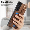 thumbnail image 3 of Allytech Wallet Case for Samsung Galaxy S22, Support Car Mount, Luxury PU Leather Shockproof Anti-Fall 360° Finger Ring Stand Rotatable Kickstand Case with Magnetic Snap & Card Slots - Brown, 3 of 8