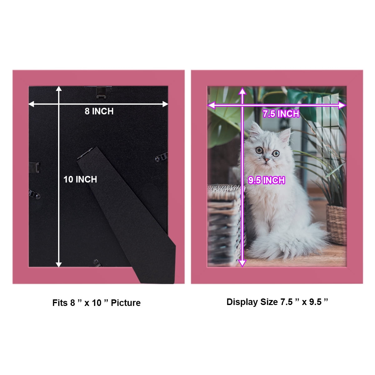 Modern 8 in. x 10 in. Hot Pink Picture Frame (Set of 4)