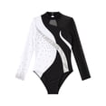 thumbnail image 6 of Doomiva Kids Girls Sparkly Rhinestone Long Sleeve Gymnastics Leotard Bodysuit Skating Jumpsuit Dancewear White&Silver 14, 6 of 7