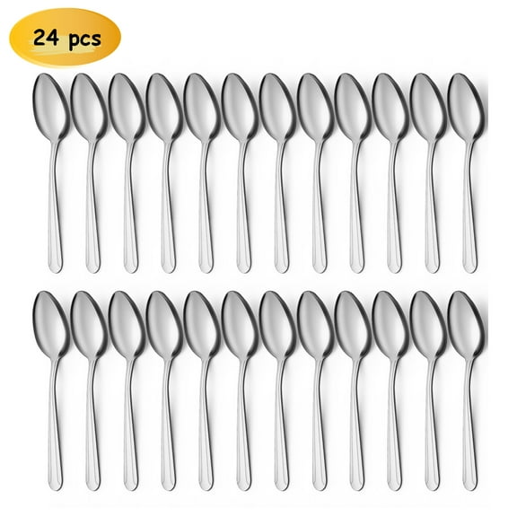 24 Pieces Dinner Spoons Set, Hunnycook 8 Inch Stainless Steel Spoons Silverware, Dessert Spoon, Durable Tablespoon for Home Kitchen Restaurants , Highly Polished, Dishwasher Safe