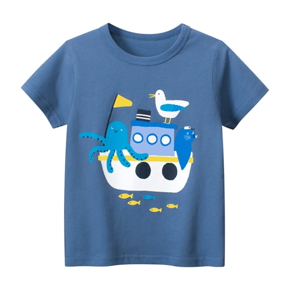 Gerichy Boys Tshirts Summer Toddler Boys Girls Short Sleeve Cartoon Prints Casual Tops For Kids Clothes