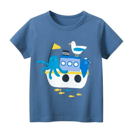 

ZHAGHMIN Boys Clothes Size 5T Outfits Summer Toddler Boys Girls Short Sleeve Cartoon Prints Casual Tops for Kids Clothes Long Sleeve Shirts for Youth Boys Short Pack Toddlers Tops Boys Boy Tops Boy