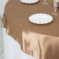 thumbnail image 5 of BalsaCircle 72" x 72" Taupe Square Satin Table Overlays Wedding Party Tablecloth Linens Dinner, 5 of 8