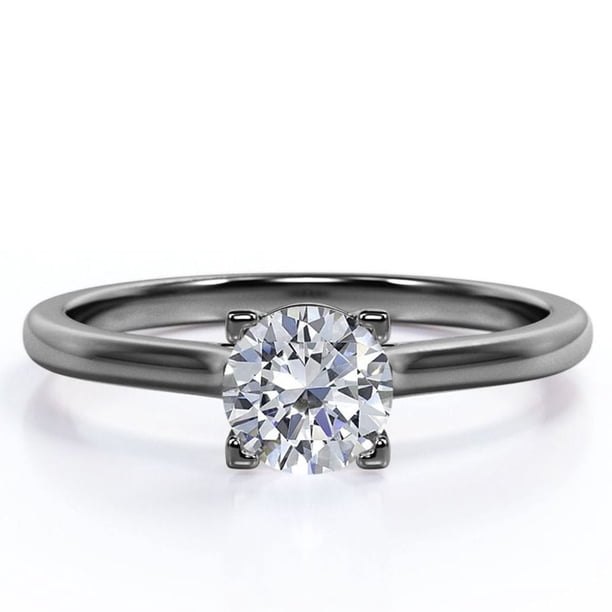 JeenMata Anillo de Compromiso de Corte Ovalado de 1,5 Quilates con Engaste de Garras en Baño de Oro Rosa de 18 K sobre Plata