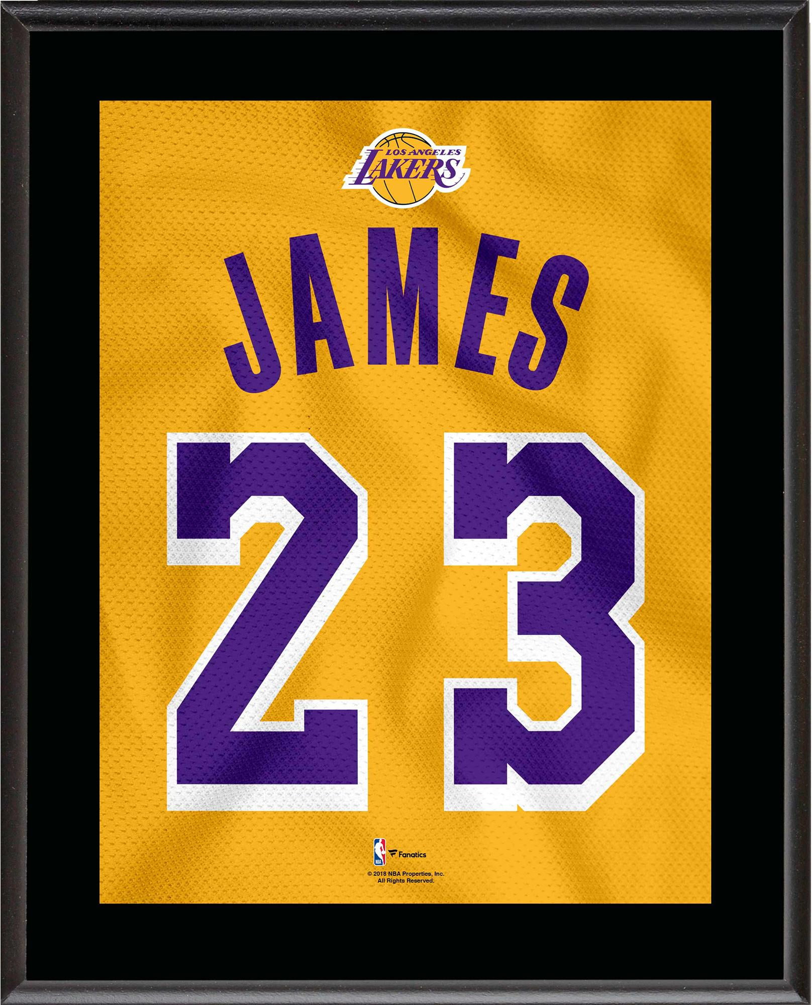 LeBron James Los Angeles Lakers 10.5&quot; x 13&quot; Gold 2018-19 Jersey Style Number 23 Sublimated Plaque