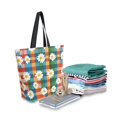 thumbnail image 2 of FORMRS Womens Canvas Tote Bag with Zipper Inner Pocket Shoulder Handbag, Green Checkered Daisy, 2 of 7