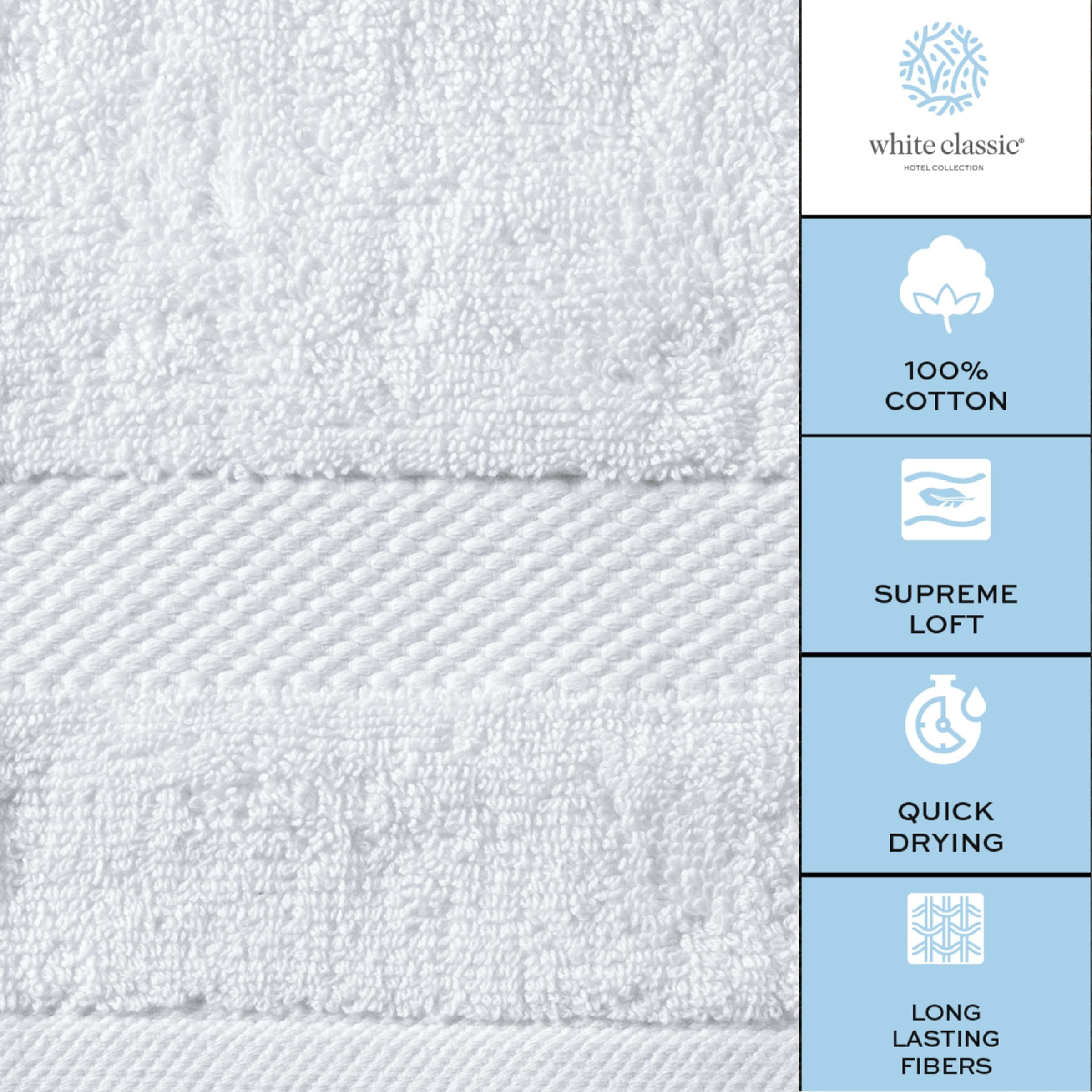 White Classic Luxury Cotton Bath Towels Large | Hotel Bathroom Towel | 27 x  54 | 4 Pack | White