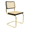 thumbnail image 4 of Breuer Chair Company Marcel Breuer B32 Cesca Cane Cantilever Side Chair w/ Brass Steel Frame Black Wood & Natural Cane (Made in Italy) by Furnish Theory, 4 of 15
