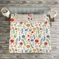 thumbnail image 3 of Ambesonne Watercolor Quilted Bedspread Set 3 Pcs, Wildflowers Illustration, Queen Size, Multicolor, 3 of 3