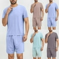 thumbnail image 5 of Men's Pajamas Set Summer Casual Short Sleeve Crewneck Shirts and Elastic Waist Shorts Soft 2 Piece Loungewear With Pockets, 5 of 5