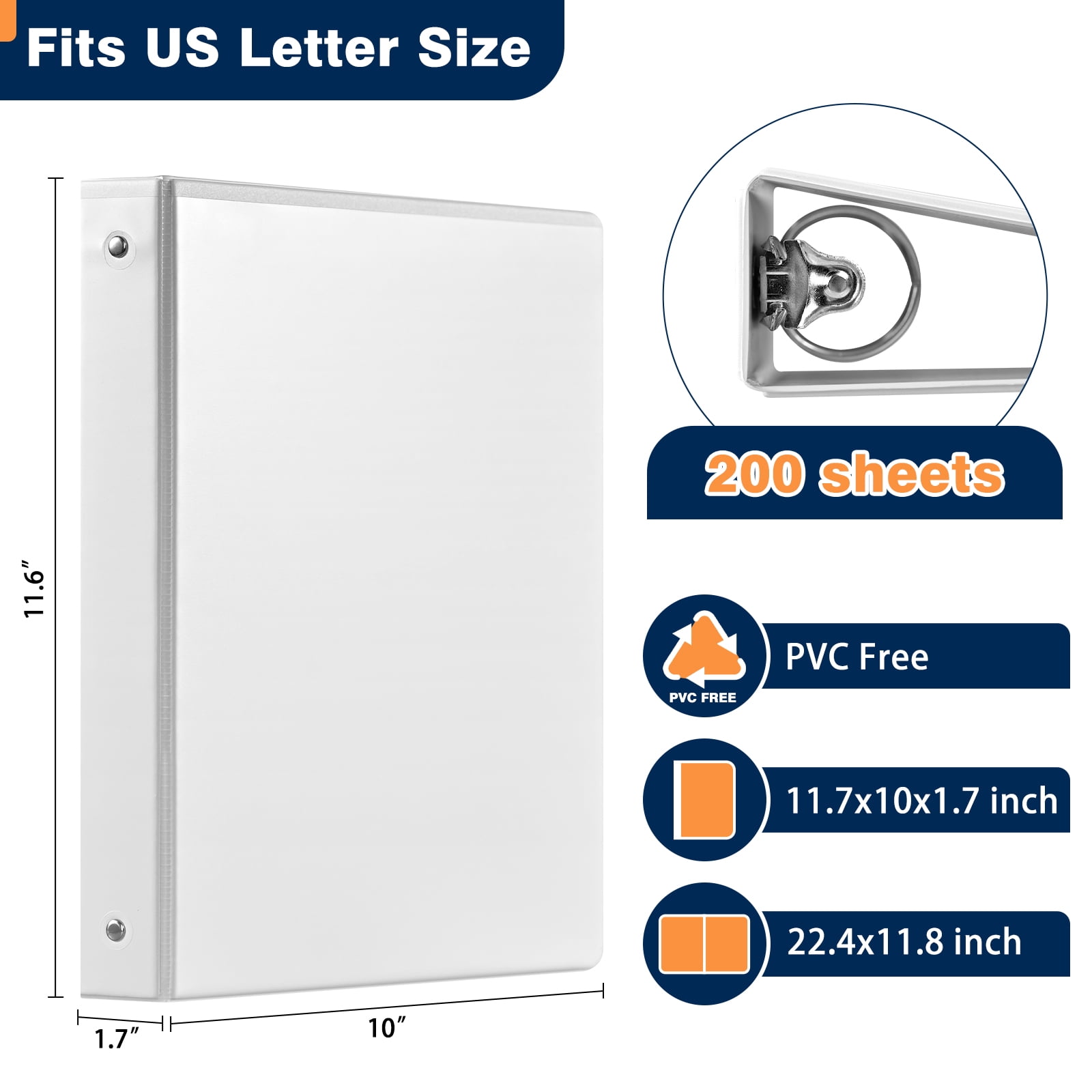 SUIN Economy 1 inch 3 Ring Binder for Work, Clear View Cover, Two Pocket, 12-Pack, White