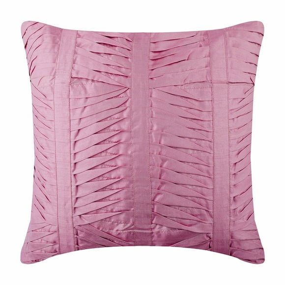 Euro Pillow Decorative, Pink Euro Size Pillow Shams 26x26 inch (65x65 cm), Silk Euro Pillow Covers, Solid Color, Pintucks, Textured, Striped, Modern European Pillow - Pink Illusion