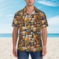 thumbnail image 2 of Pofeuu Vintage Bottles Print Hawaiian Shirt for Men Sleeves Casual Button Down Summer Beach Dress Shirts T-Shirts,Small, 2 of 7