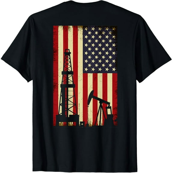Sam Soft Landman Oil Rig Pump Gas Worker USA American Flag Vintage T-Shirt Full Size S-5XL