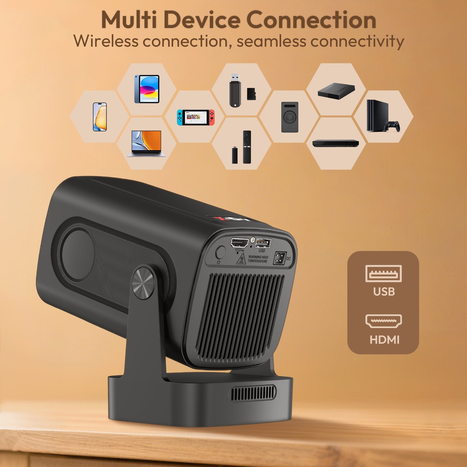 XGODY G5 Pro Android 11 Mini Smart Projector with WiFi and Bluetooth,1080P/4K Auto Keystone,Portable Business&Home Theater, Black, 1 Count