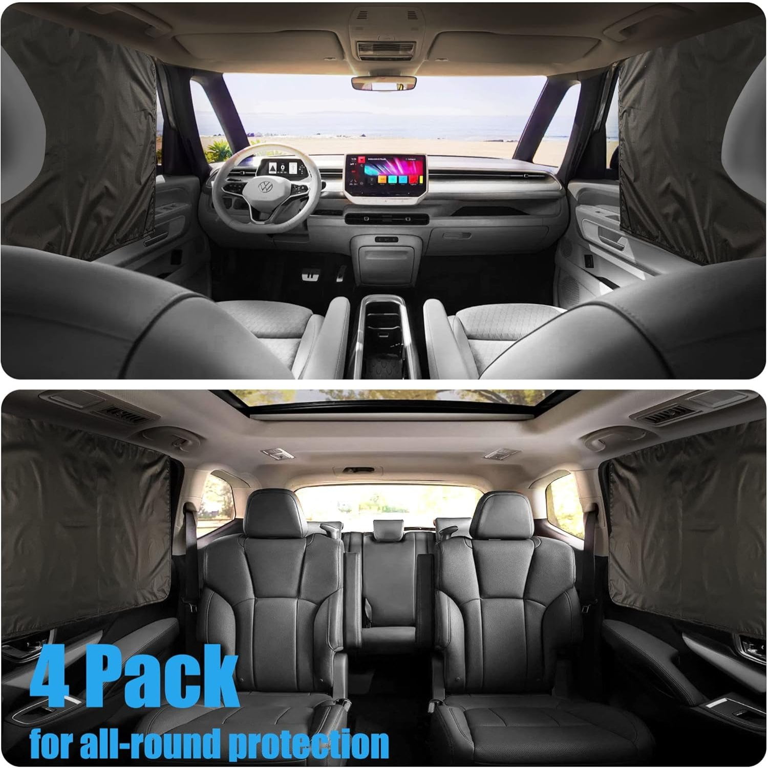 4-Pack Magnetic Car Window Sun Shades – Blackout Privacy Curtains for Baby, Sleeping– Side Window Sunshade for SUV MPV Sedan