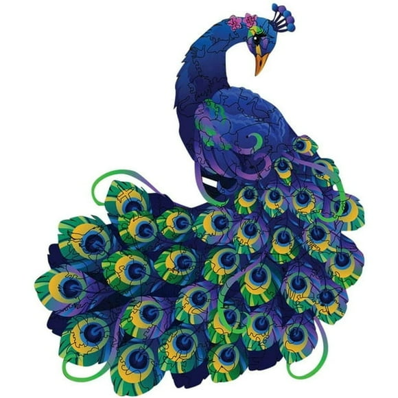 Wooden 3D Animals Shaped Puzzles, Adult Children Wooden Puzzles, Unique Shaped Jigsaw Puzzles, Magic Wooden Jigsaw Puzzles, Educational Irregular Wood Animals Puzzles (Peacock)