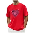 thumbnail image 2 of UVEASISHA Cute Graphic Tees for Men Short Sleeve Crewneck Pullover Valentines Day Heart Print T-Shirts Spring Summer Casual Regular Fit Tee Shirt Red M, 2 of 6