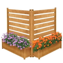 Slsy Air Conditioner Fence Outdoor Wood Privacy Screen with Planter Box for Trash Can Pool Equipment, Wood Fence Panels for Outside 36" W x 45" H(2 Panels)