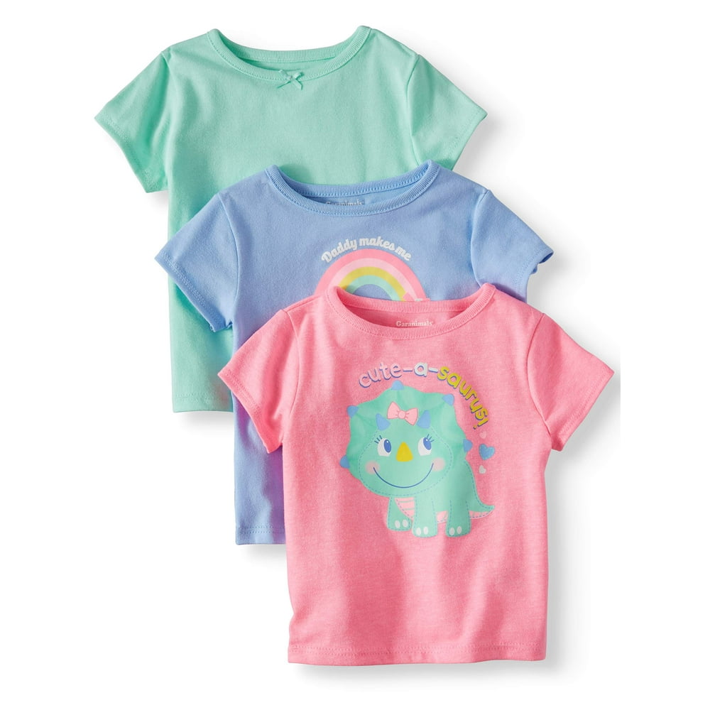 Garanimals Garanimals Baby Girl Solid & Graphic TShirts, 3pc Multi