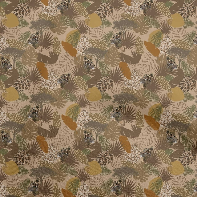 oneOone Rayon Brown Fabric Tropical Leaf Sewing Craft Projects Fabric Prints By Yard 56 Inch Wide