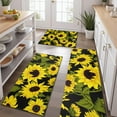 thumbnail image 2 of Black Green Stem Sunflower Pattern Kitchen Rugs Sets Of 3,Kitchen Runner Rugs Non Skid Washable,Decorative Kitchen Floor Mats for Kitchen,Sink,Laundry,17"x30"+ 17"x47" + 17"x59", 2 of 6