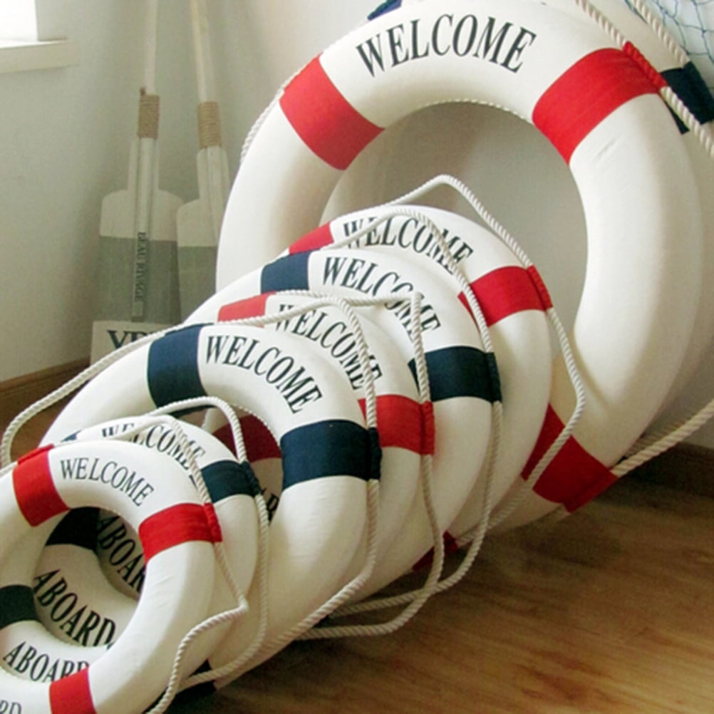 35cm Vintage Welcome Aboard Nautical Life Buoy Ring Clock Hanging Decor 04 
