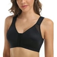 thumbnail image 5 of Exerin Women's Back Support Front Closure Bra Full Coverage Non Padded Wirefree(Black,38D), 5 of 6