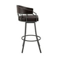 thumbnail image 4 of Armen Living Indoor Valerie 26" Swivel Brown Faux Leather and Java Brown Metal Bar Stool, 4 of 12