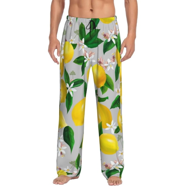 Balery Lemon1 Pantalones de pijama para hombre, pijama ultraligero, pantalón de descanso-Medium